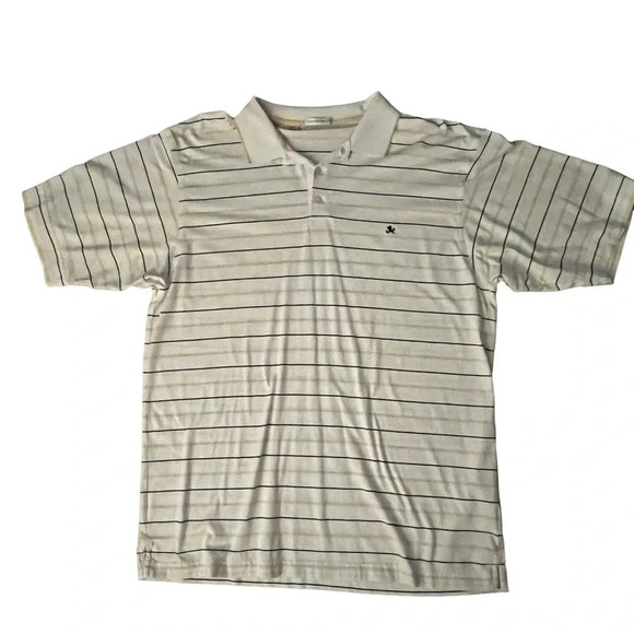 2 Cutter & Buck Men’s Polo Shirts Size L & XL white with stripes and gray/black - Picture 1 of 15